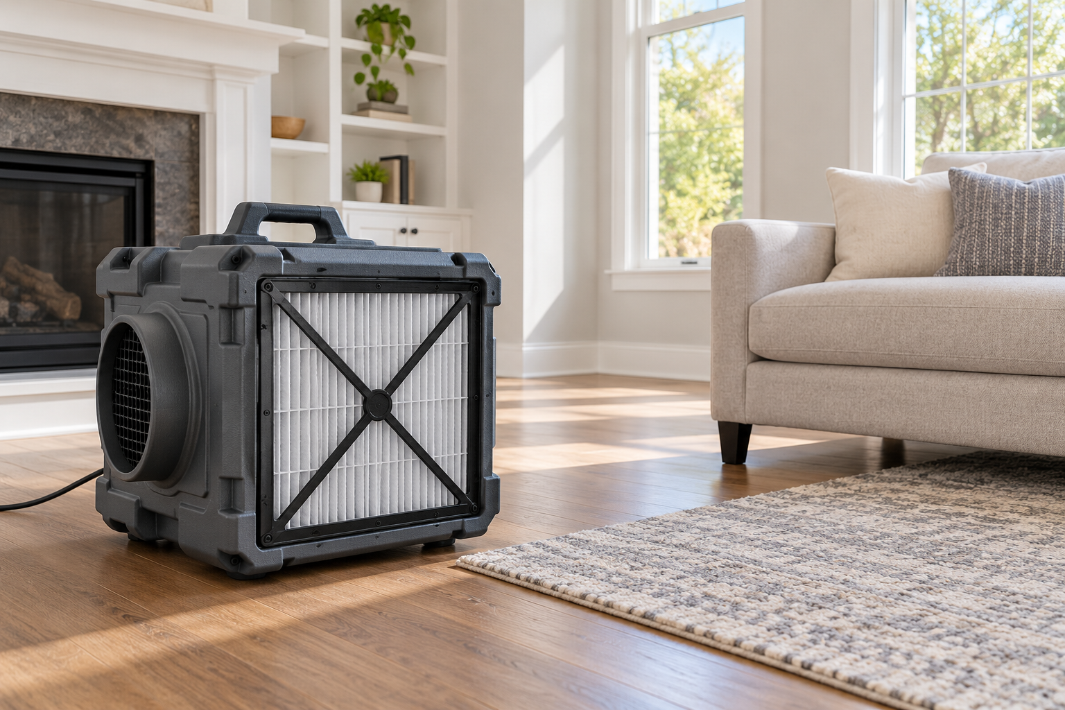 Illustrative smoke odor removal scene